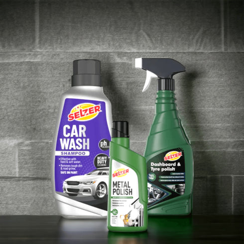 Selzer Dashboard & Tyre Polish, Car Wash Shampoo & Metal Polish
