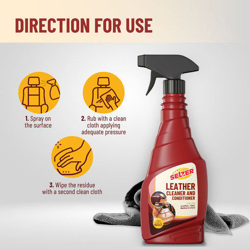 Selzer Leather Cleaner Removes Tough Stains & Non-Toxic - 500ml